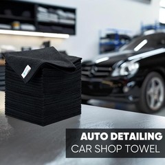 Microfiber Wholesale 16×16 All Purpose Towels 50 Pack Black Reusable Wash Cloths