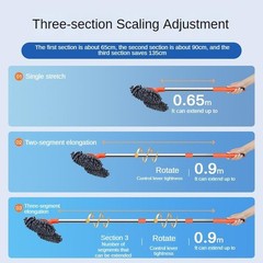 Three Section Telescopic Car Mop Double Brush Head Roof Window Cleaning Tool