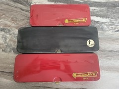 3 Vintage Outers GUNSLICK Revolver Cleaning Kit .45 Cal 30 Cal & 22 Cal Tin Case