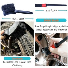 6PCS Car Wheel Cleaning Detailing Pro Kit, Tire Brush, 2 6 Pack (Blue & Black)