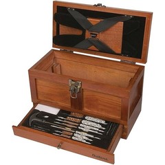 Universal 25 Piece Wood Gun Cleaning Tool Box W/ Brass Rods & Organizers New