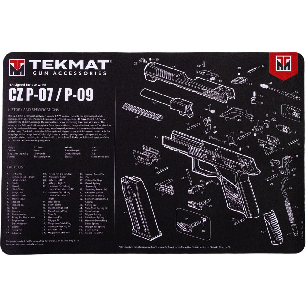 TekMat Original Gun Cleaning Mat – 17″ X 11″ – CZ P-07 & P-09