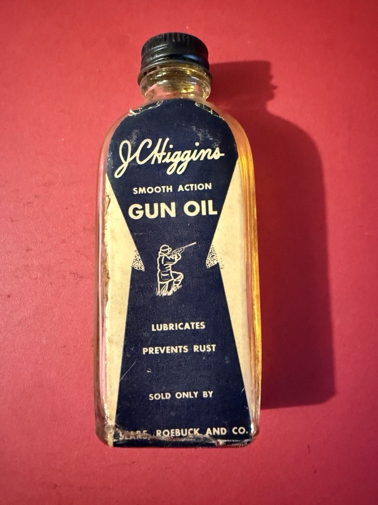 Vintage J.C. Higgins Smooth Action Gun Oil Sears Bottle Half Full
