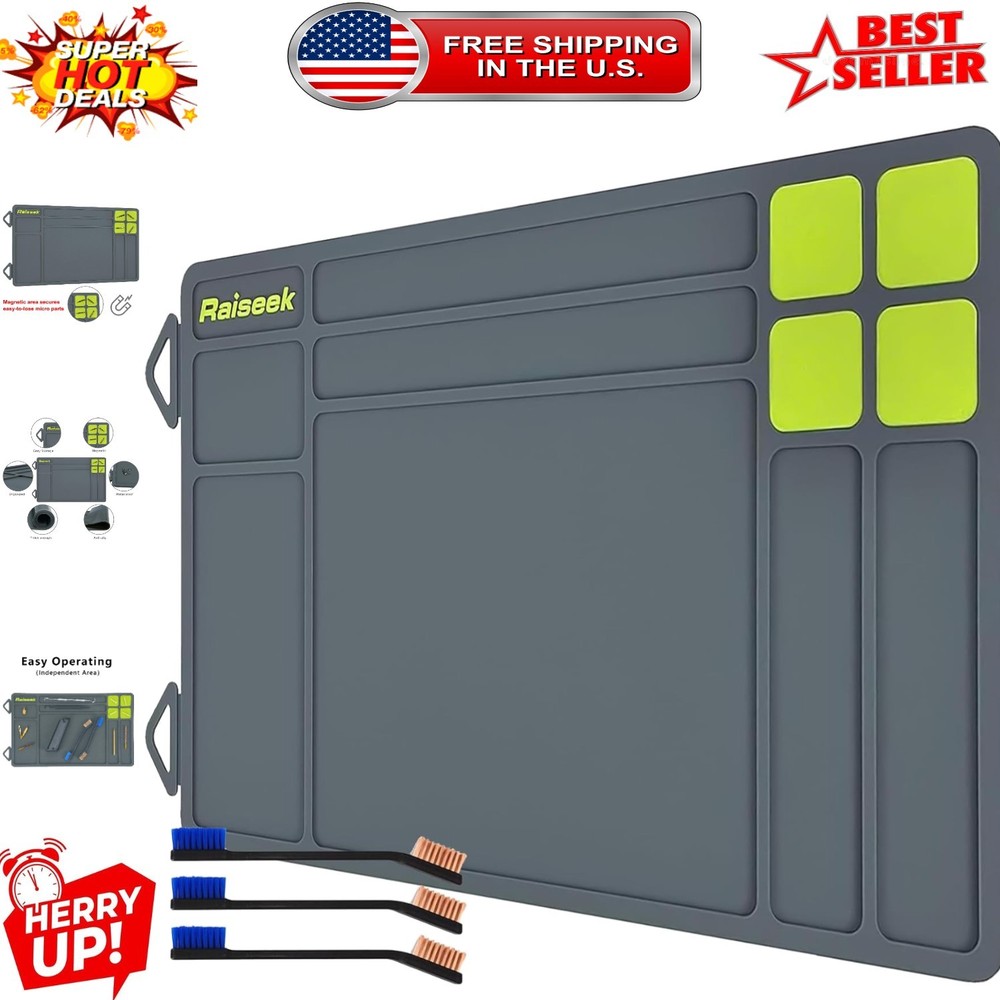 Anti-Slip Pistol Cleaning Mat 15.9” x 9.8” with Organizer Tray and Magnetic Pad