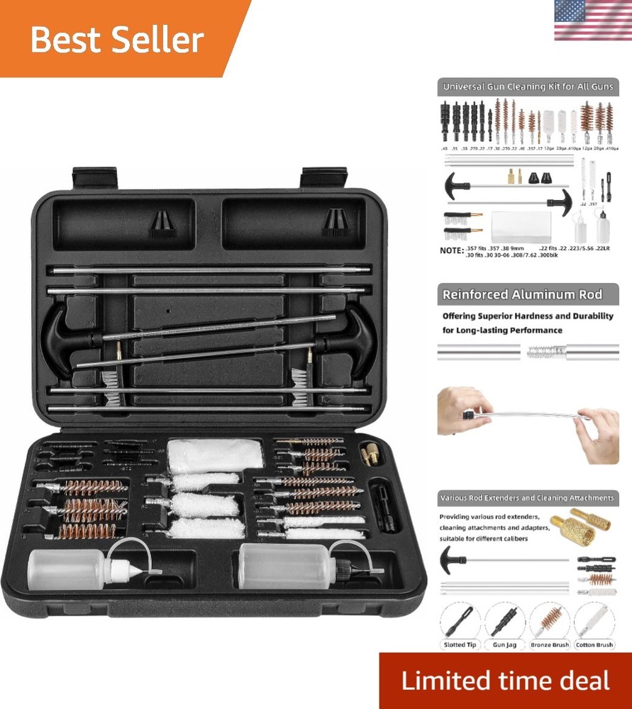Universal Gun Cleaning Kit for Pistols, Rifles & Shotguns – Portable & Complete