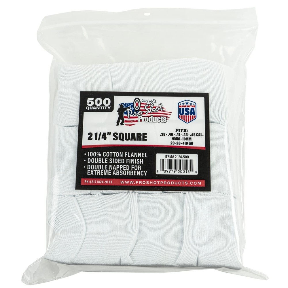 Gun Cleaning Patches 500 Count 2 1/4 Inch Square