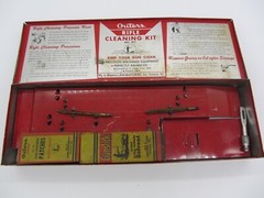 Vtg Outers Gunslick Cleaning Kit W/ Patches, Oil Bottle Empty Box Tin