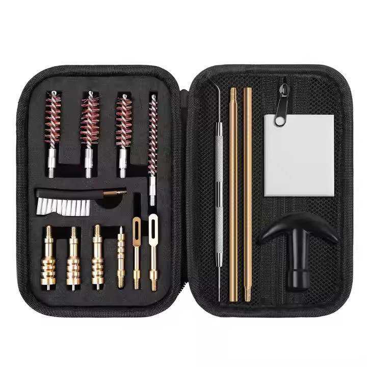Universal Gun Cleaning Kit 16 Piece Set Bronze Bore Brushes Brass Jags