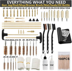 Universal Gun Cleaning Kit, with Mat and Case, Full Brass Jags, Rods and Adapter