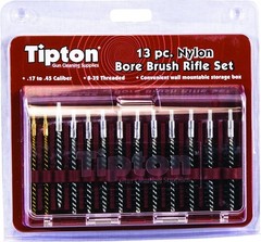 Tipton Nylon Bore Brush 13 Piece Set with Molded Hinge-top Storage Box for Gun C