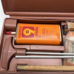 Hoppes 9 Old Vintage Gun Cleaning Kit & Storage Box Nice Orange Hard Case c1980s
