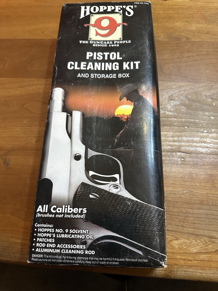 NEW HOPPE’S 9 PISTOL ALL CALIBER GUN CLEANING KIT WITH STORAGE BOX New