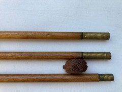 Antique Hardwood and Brass Cleaning Rod With Slotted Tip, Bore Brush and Swab