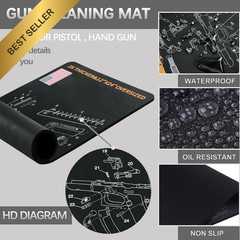 Black Gun Cleaning Mat 24×12 For Glock Pistol Maintenance Pad With 6″ Swabs