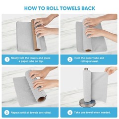 Aidea Microfiber Cleaning Cloth Roll Grey 75Pk Reusable Paper Towels Tear Away