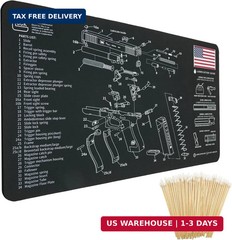 Gun Cleaning Mat for Glock – 24″ x12″ Gun Mat Black (with 6″ Swabs)