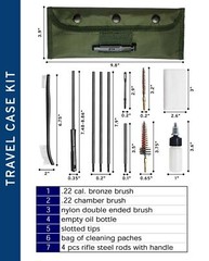 MaximalPower Gun Cleaning Kit Travel Pouch for Pistol 5.56mm .223 22LR .22 Cal