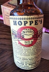 Vintage 1937 Hoppe’s Nitro Powder Solvent No. 9 Bottle, Original Liquid included