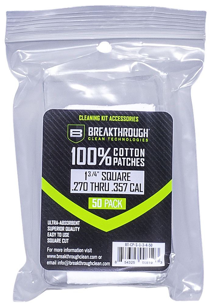 Breakthrough Clean BTCPS13450 Square Patches 270/357 Cal 1.75″ 50 Pack