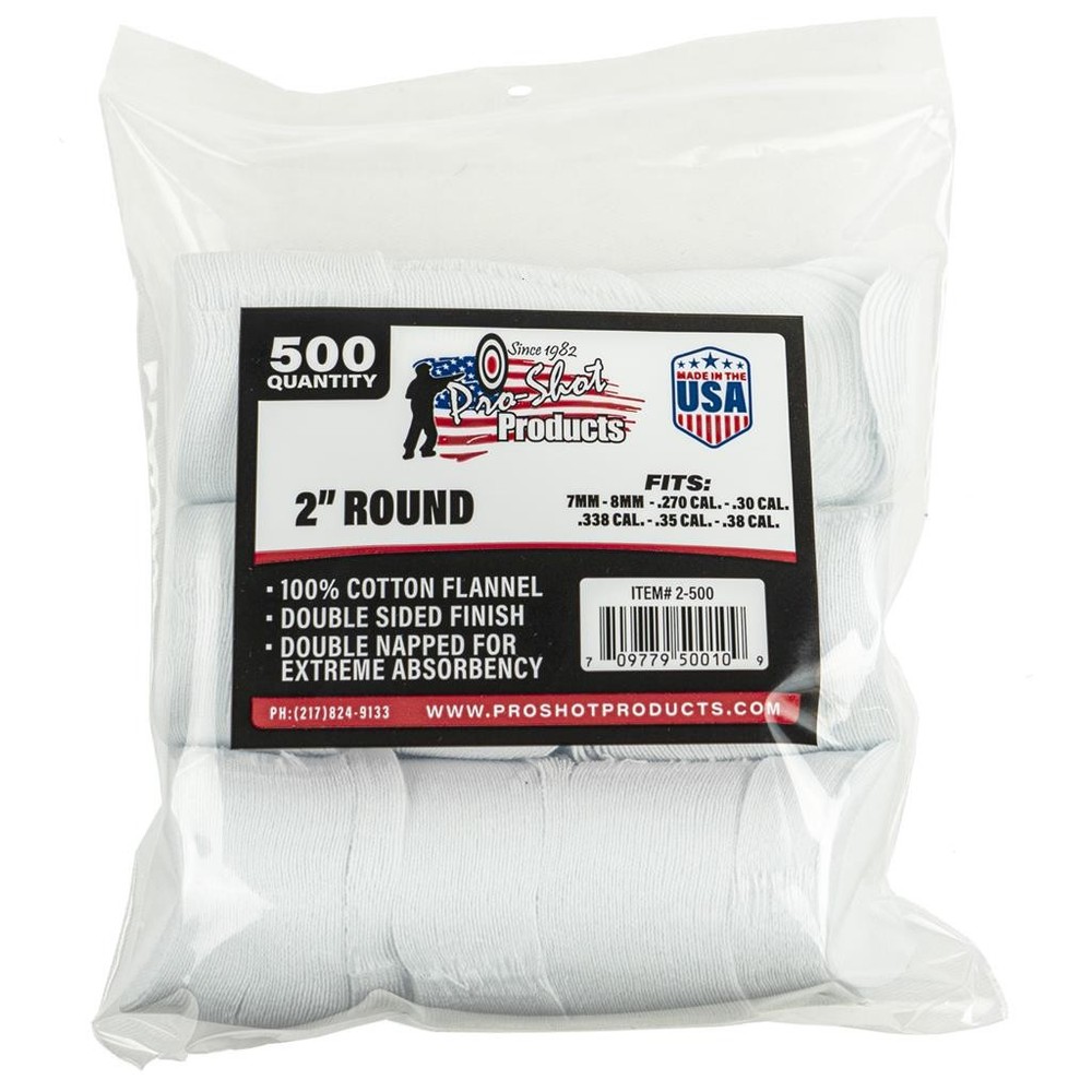 Pro-Shot Gun Cleaning Patches for 9mm, 357, 38, 270, 308 Calibers 500 Count