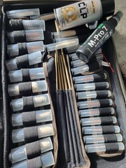 GUN CLEANING LOT: Bore Cleaning, Oils, Tools, Cloths, Firearms As Shown