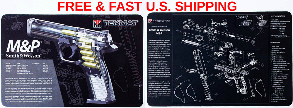 S&W M&P Cleaning Mat Waterproof Oil Resistant Diagram & Cutaway Thick DUAL SIDED