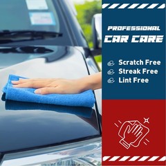 TEAWOO 400x Blue Microfiber Cleaning Towels Rags 12×12 Car Auto Detailing