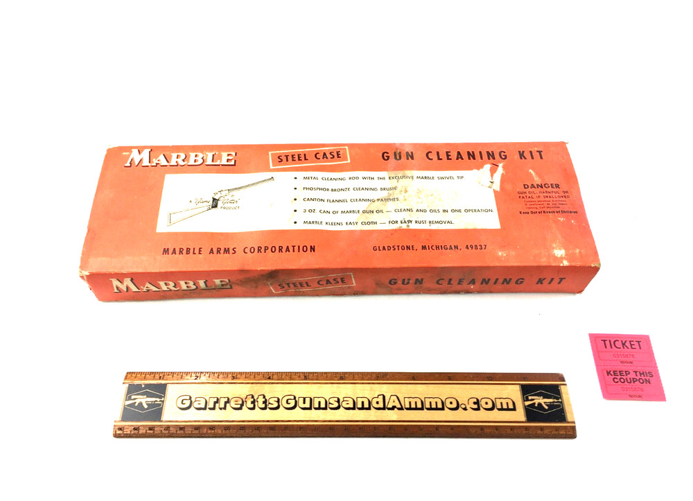 Vintage Original Marble’s pistol gun cleaning kit 728 .38 cal steel case 315878