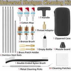 Shotgun Cleaning Kit – Bronze Bore Brushes, Cotton Mops, Nylon Brush, Cleaning P