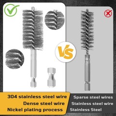 27 Pcs Stainless Steel Bore Brush Set, 5/16″-1-1/8″ Wire Cleaning Brushes for Dr