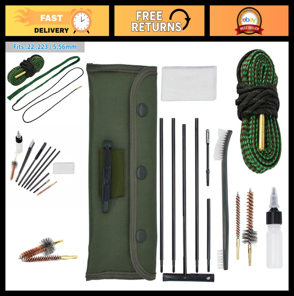 Compact Rifle Cleaning Kit for .22 .223 Cal 5.56mm .22LR – Gun Maintenance Tools