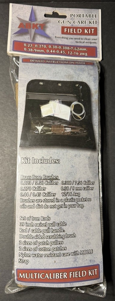 ABKT Tac Universal Gun Cleaning Kit, Multi-Caliber, AB039T, Brand New!