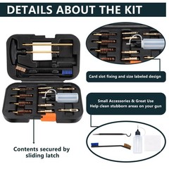 Pistol Cleaning Kit 9mm .357 .22 .45 .40 Caliber – Portable Gun Care Set with Br