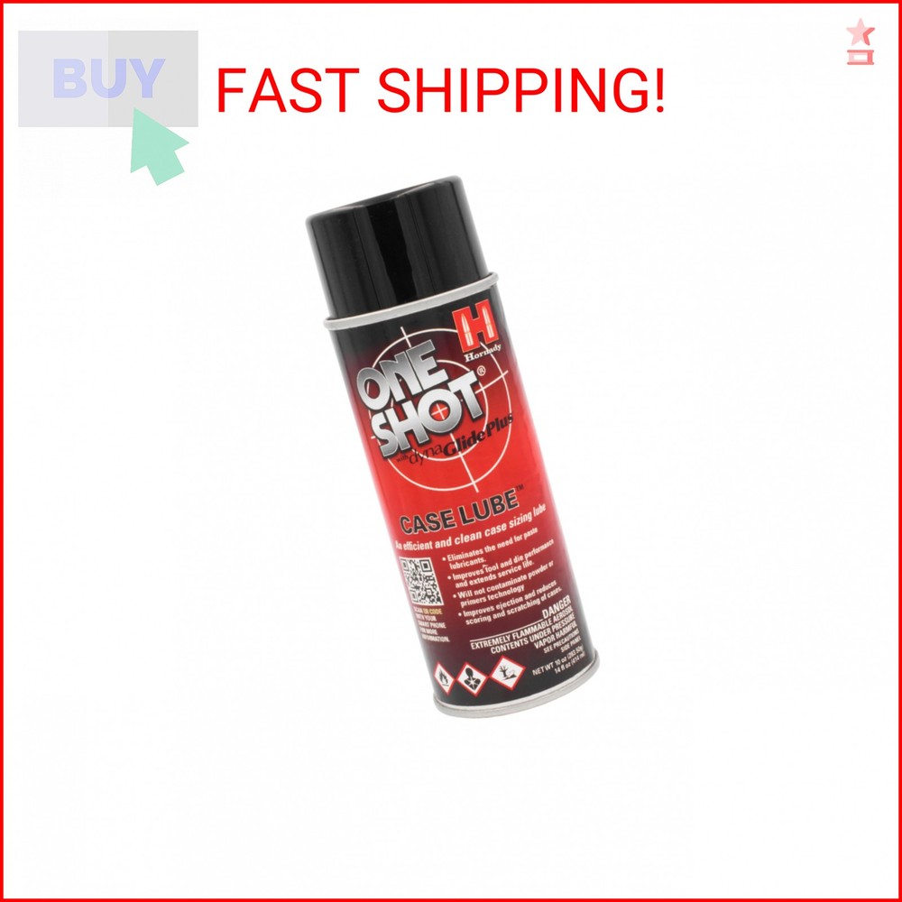 Hornady One Shot Case Lube, 10 oz / 14 fl oz – Aerosol Dry Lube, with DynaGlide