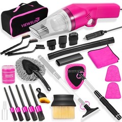 20PCS Car Cleaning Kit, Car Interior Detailing Kit with Red High Power Pink