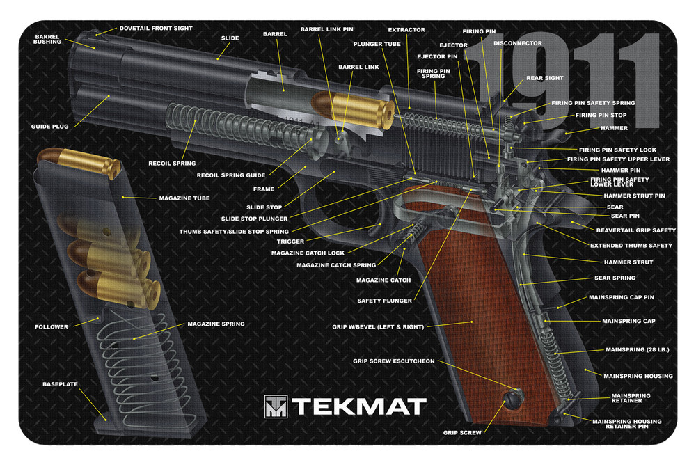 TekMat TEKR171911CA Cleaning Mat Multi-Color Rubber 11″x17″ 1911 3D Cutaway