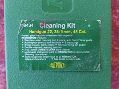 REMINGTON #18434 CLEANING KIT FOR HANDGUNS 22 38 9MM 45 CALIBER