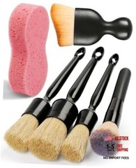 6PCS Car Detailing Brush Set, Ultra Soft Boars Hair Detail Brushes, Automotive