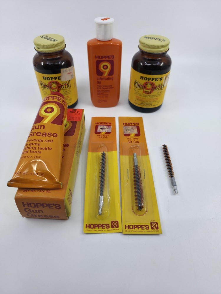 HOPPE’S NO. 9 Lot Nitro Solvent Oil Grease Gun Cleaning Kit .22 .30 Cal Brushes
