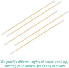 Cotton Gun Cleaning Swabs with Bamboo Handle w/ Case, Pointed & Round Tips, 6″