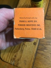 VINTAGE HOPPE’S NITRO POWDER SOLVENT #9 GLASS BOTTLE & ORIGINAL BOX HALF FULL