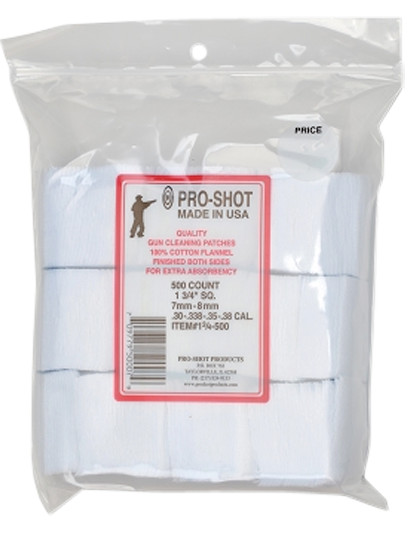 Pro-Shot 134500 Cleaning Patches .38/6mm/7mm 1.75″ Cotton Flannel 500ct