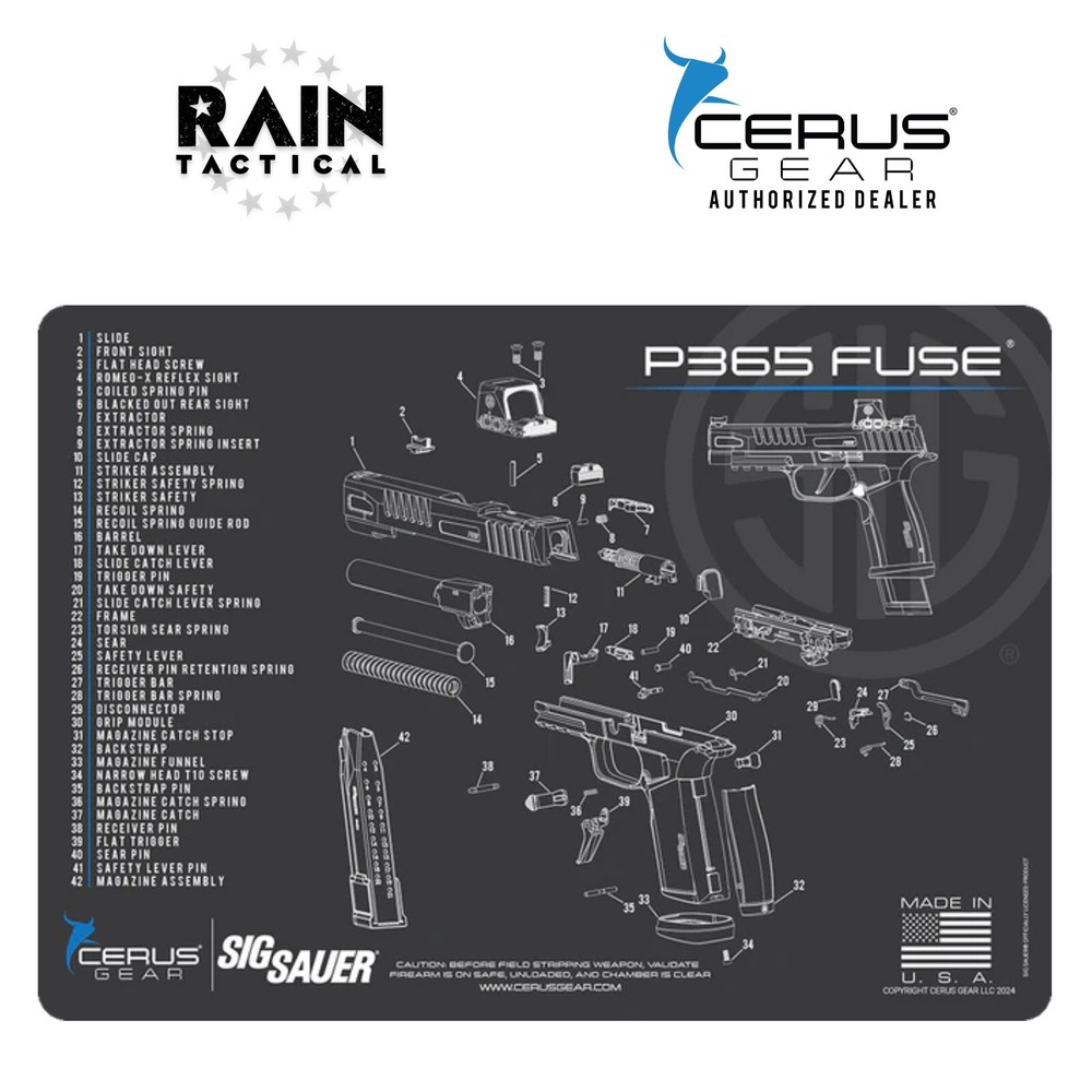 Sig Sauer P365 FUSE Schematic Handgun Mat
