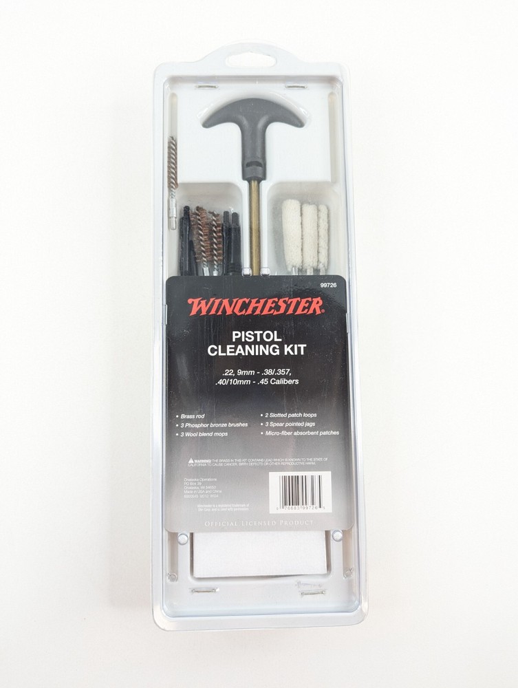 WINCHESTER PISTOL CLEANING KIT 99726 -.22, 9MM, .38/.357, .40/10MM, .45 CALIBERS