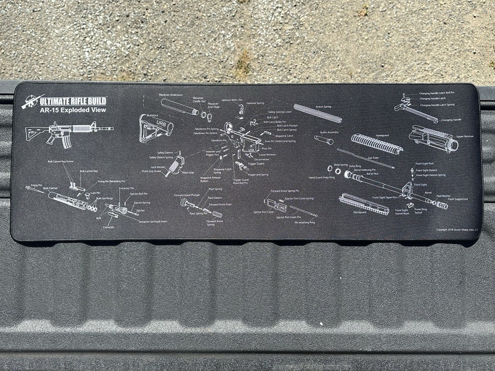 AR15 Rifle Build Bench 12×36 Gun Cleaning Mat Exploded Parts Diagram Mouse Pad