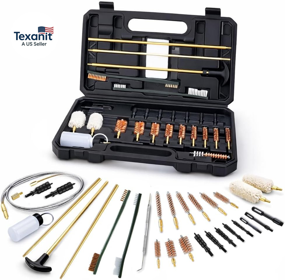 Gun Cleaning Kit Universal Supplies for Rifle Pistol Shotgun with Portable Carry