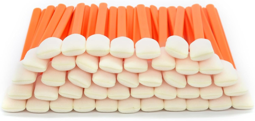 (100Pcs) 5.11″ Square Rectangle Foam Cleaning Swab Sticks-Orange