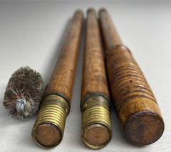 Vintage Wood & Brass 3 Piece Shotgun Cleaning Rod With Brush Tip