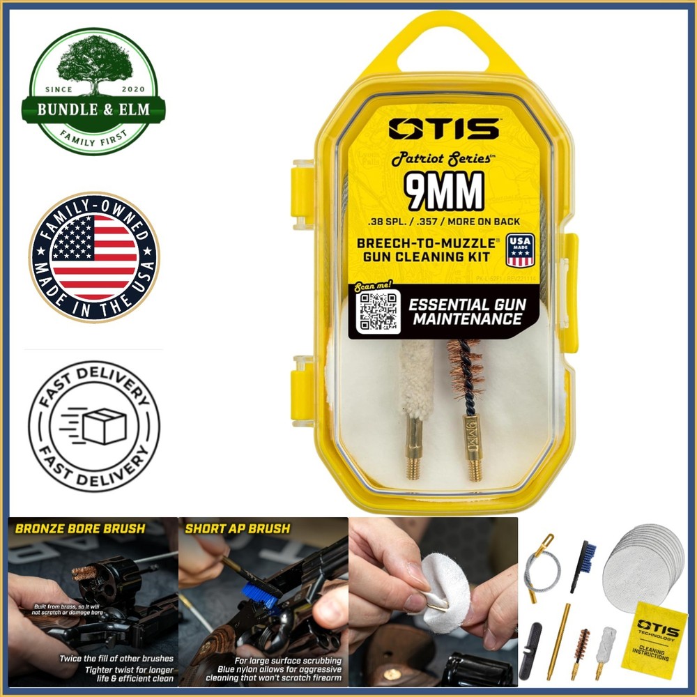 9mm Pistol Cleaning Kit with Memory-Flex Cable and Bronze Bore Brush
