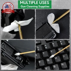 Gun Cleaning Supplies – Cleaning Patches and Cotton Swabs, 6″ Long Cotton Swab &